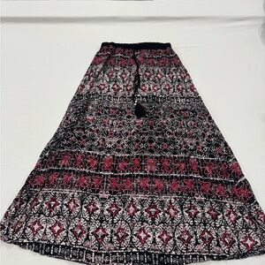 Angie Black and Red Geometric Maxi Skirt